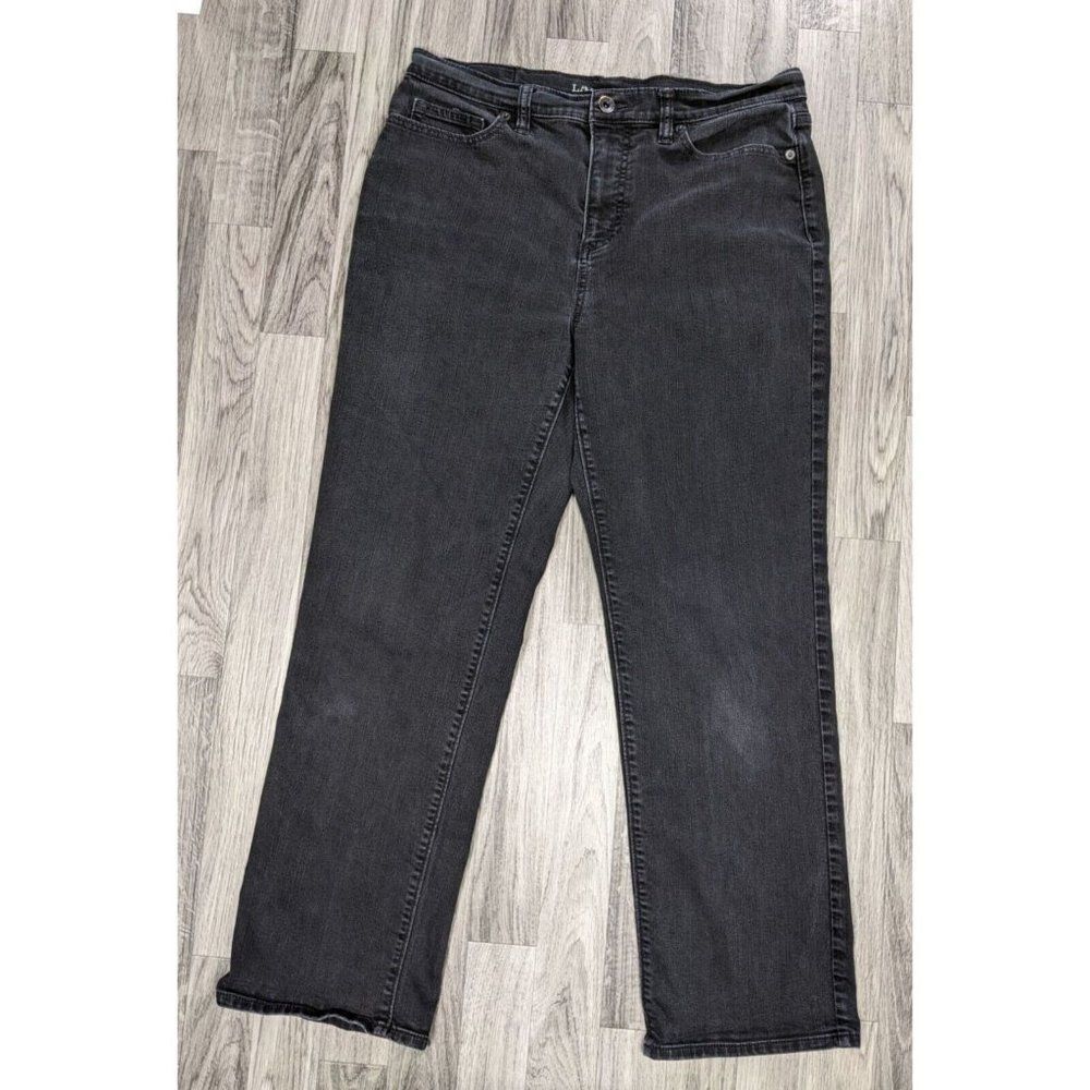 Lands End Womens‎ Size 12 Pockets High Rise Straight Leg Black Denim Jeans